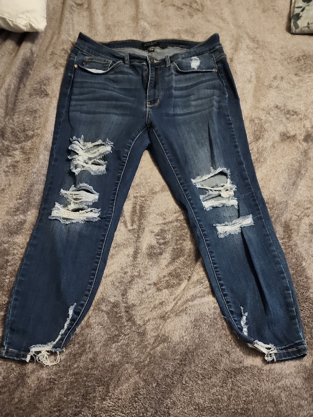 Judy Blue Dark Blue Distressed Skinny Fit Jeans